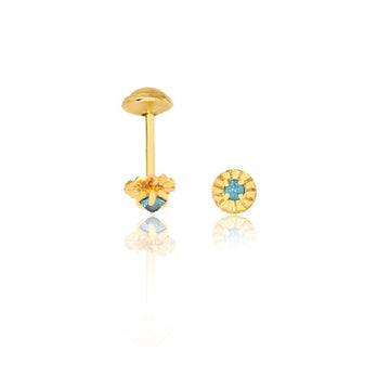 18K Gold Layered Oro Laminado Blue Cubic Zirconia Plug Kids Earrings Wholesale 21.0067/6